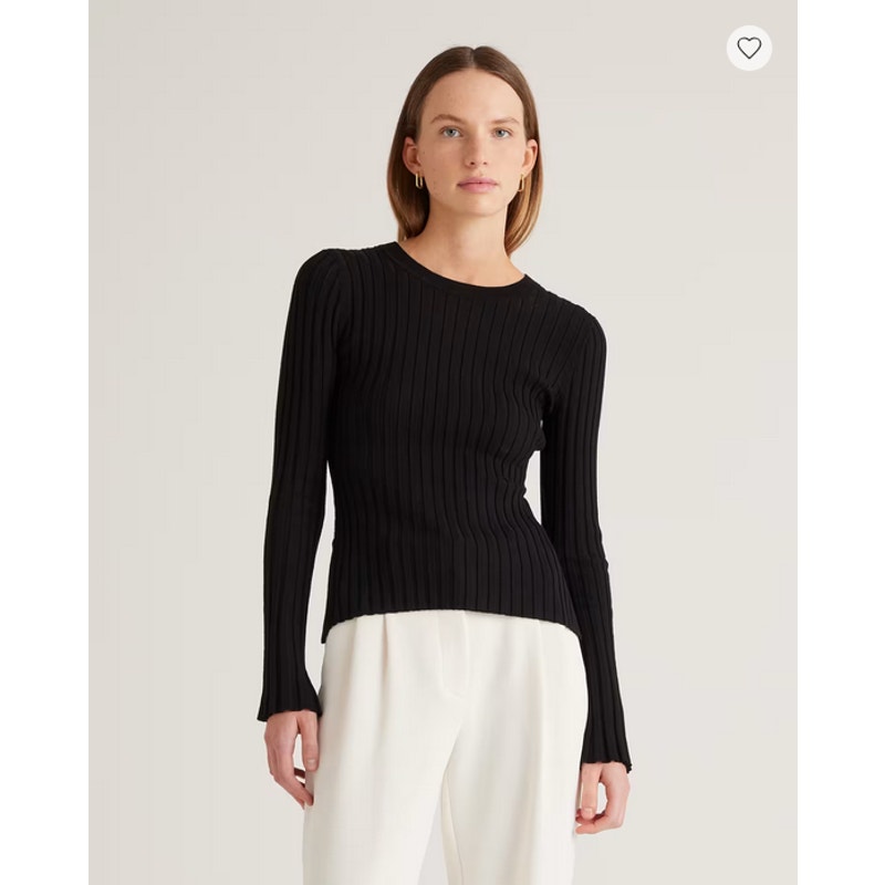 Quince Cotton Cashmere Ribbed Long Sleeve Sweater Size Xs Nwt